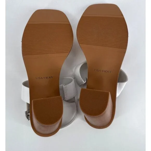 Lisa Vicky Womens Slingback Sandals White Heeled Square Toe Size 9 Oasis - Picture 5 of 11